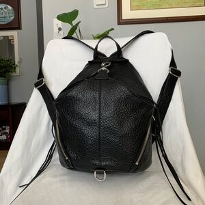Rebecca Minkoff Julian Large Backpack – Premium Black Leather with Silver Hardwa